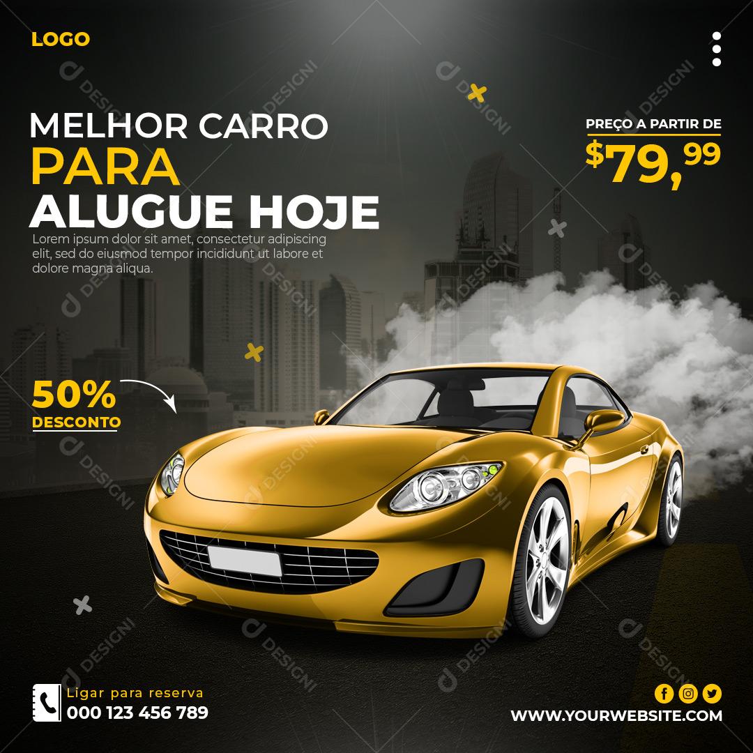 Social Media Alugue Hoje Melhor Carro 50% Desconto PSD Editável