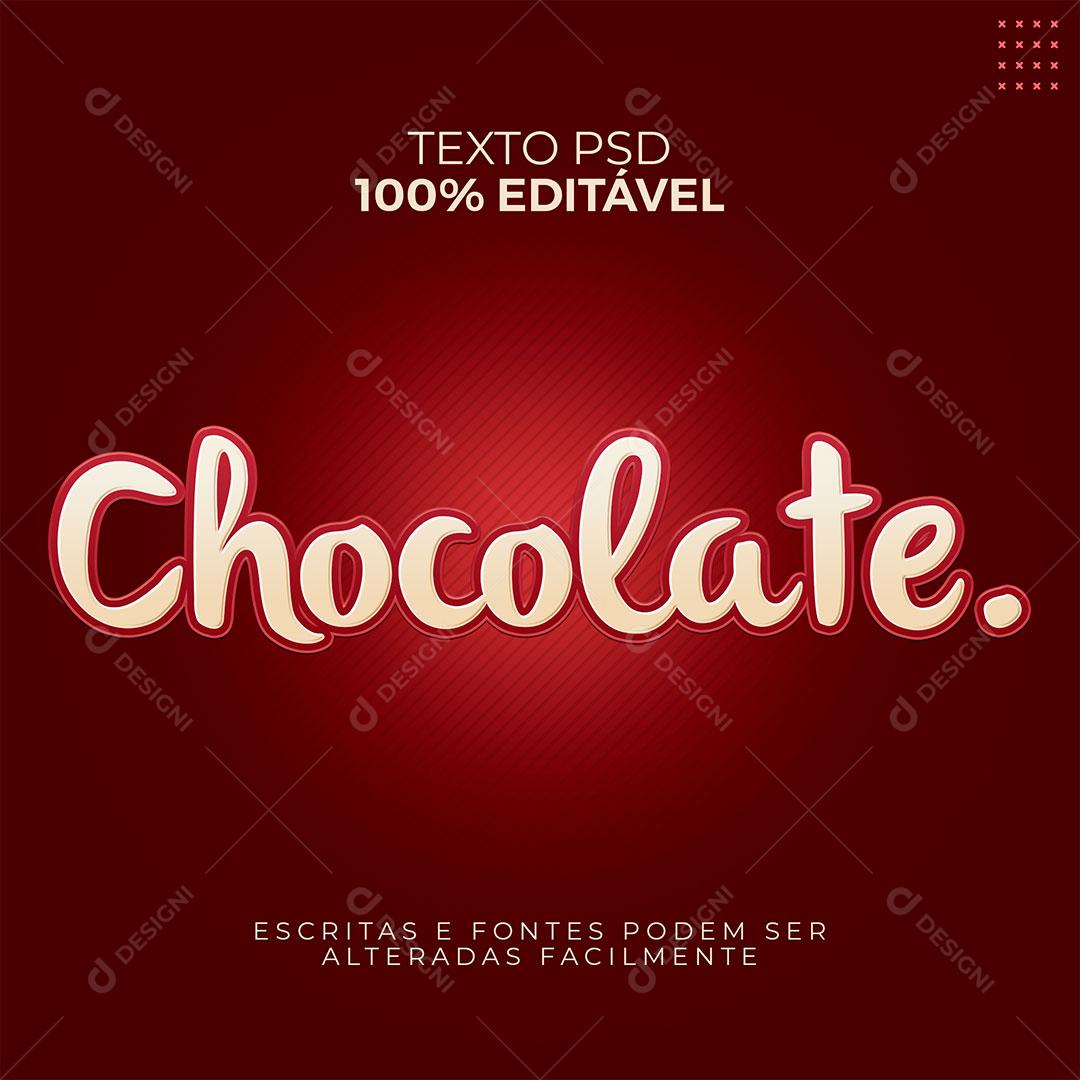 Efeito de Texto 3D Chocolate PSD Editável