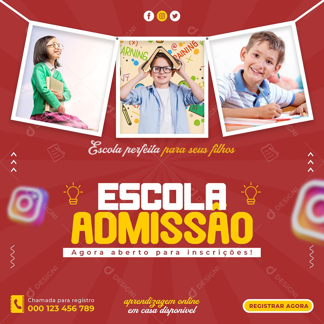 Volta Ás Aulas Escola Admissão Social Media PSD Editável