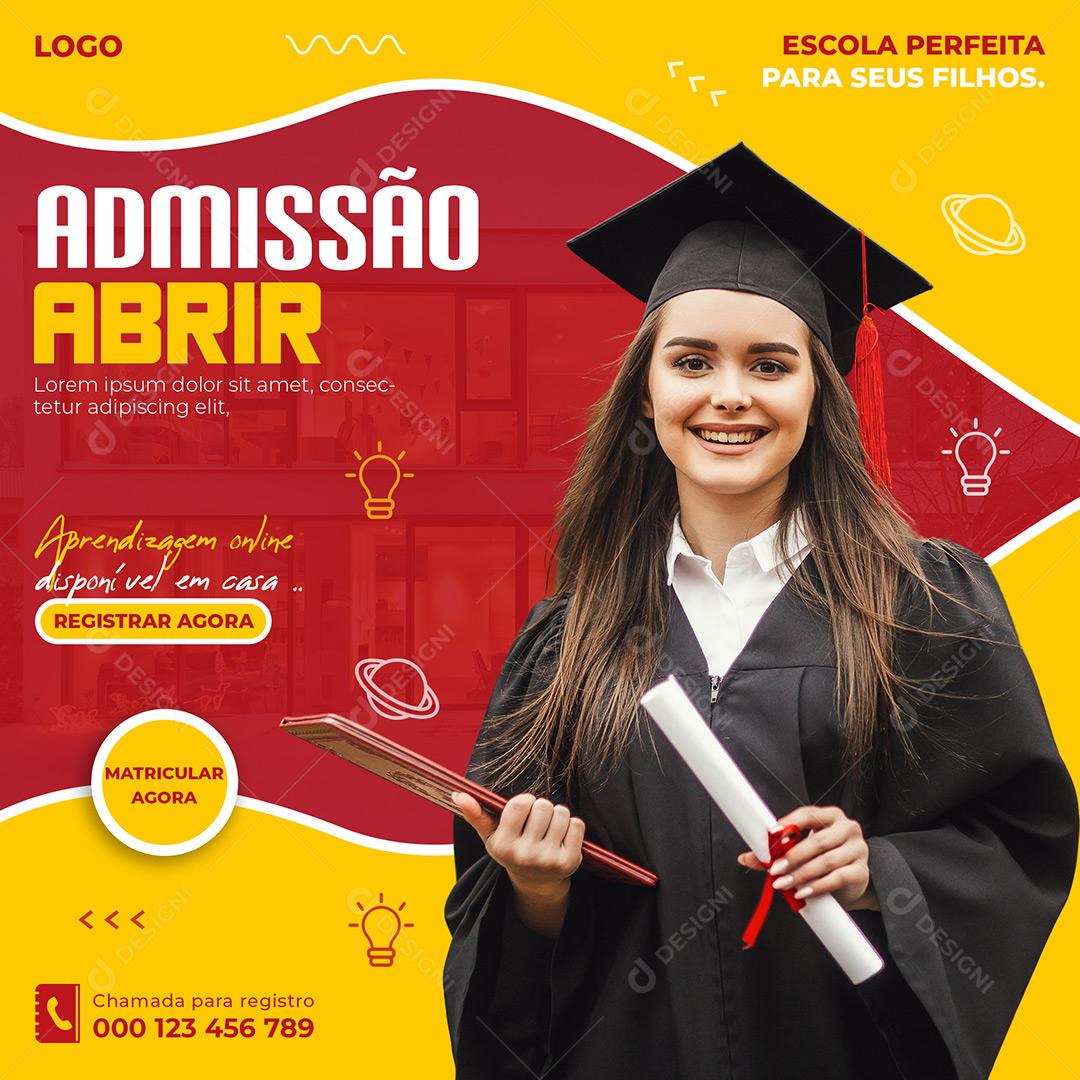 Escola Admissão Perfeita Volta Ás Aulas Social Media PSD Editável