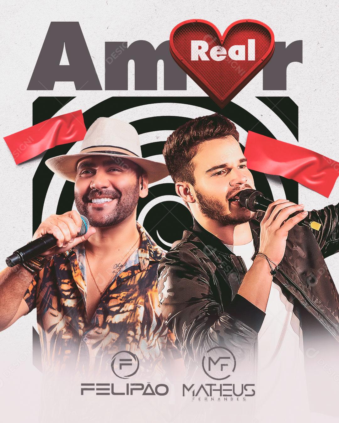 Flyer Amor Real Cantores Sertanejo Social Media PSD Editável