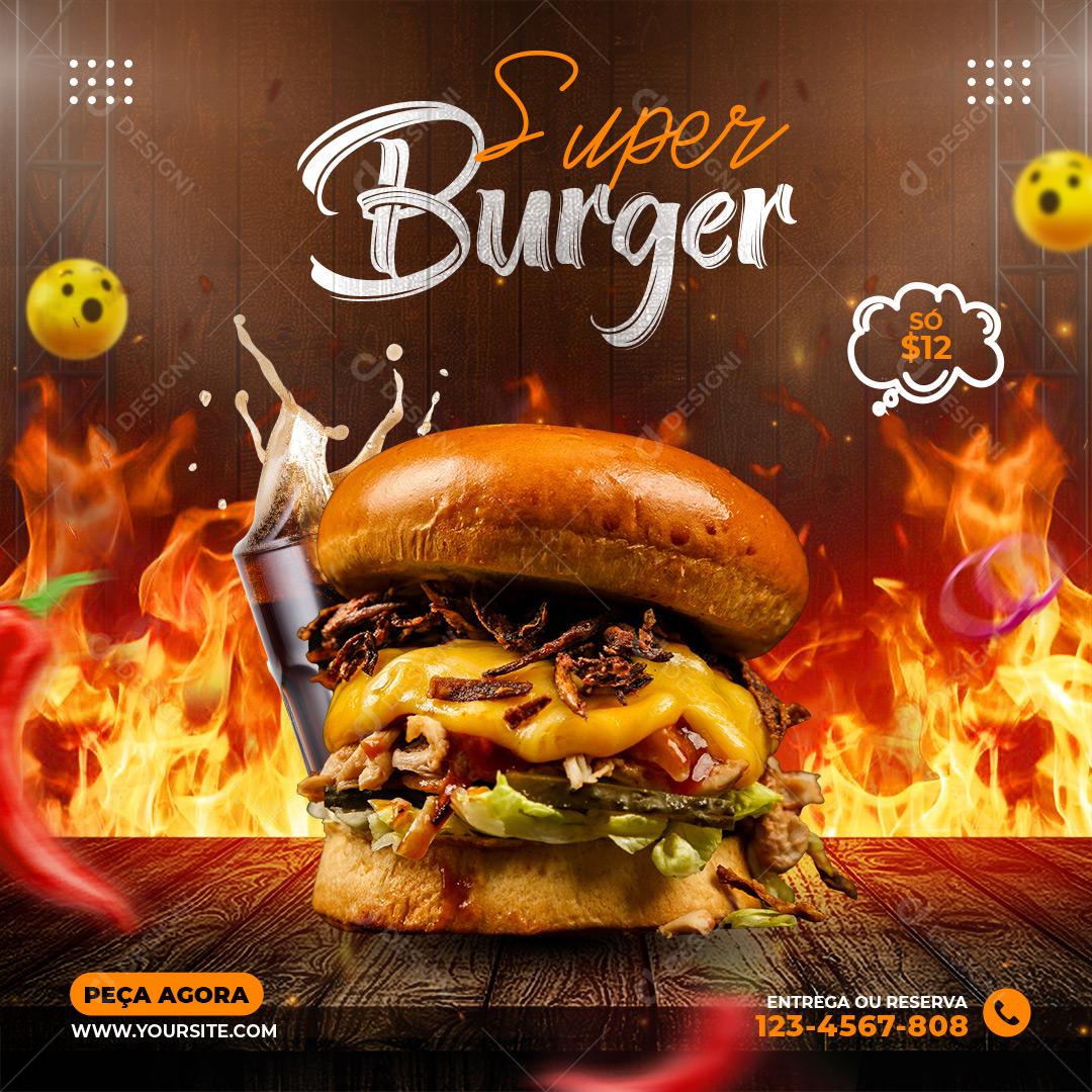 Social Media Super Burger Hamburgueria PSD Editável