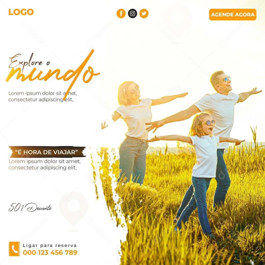 Explore O Mundo É Hora De Viajar Social Media PSD Editável