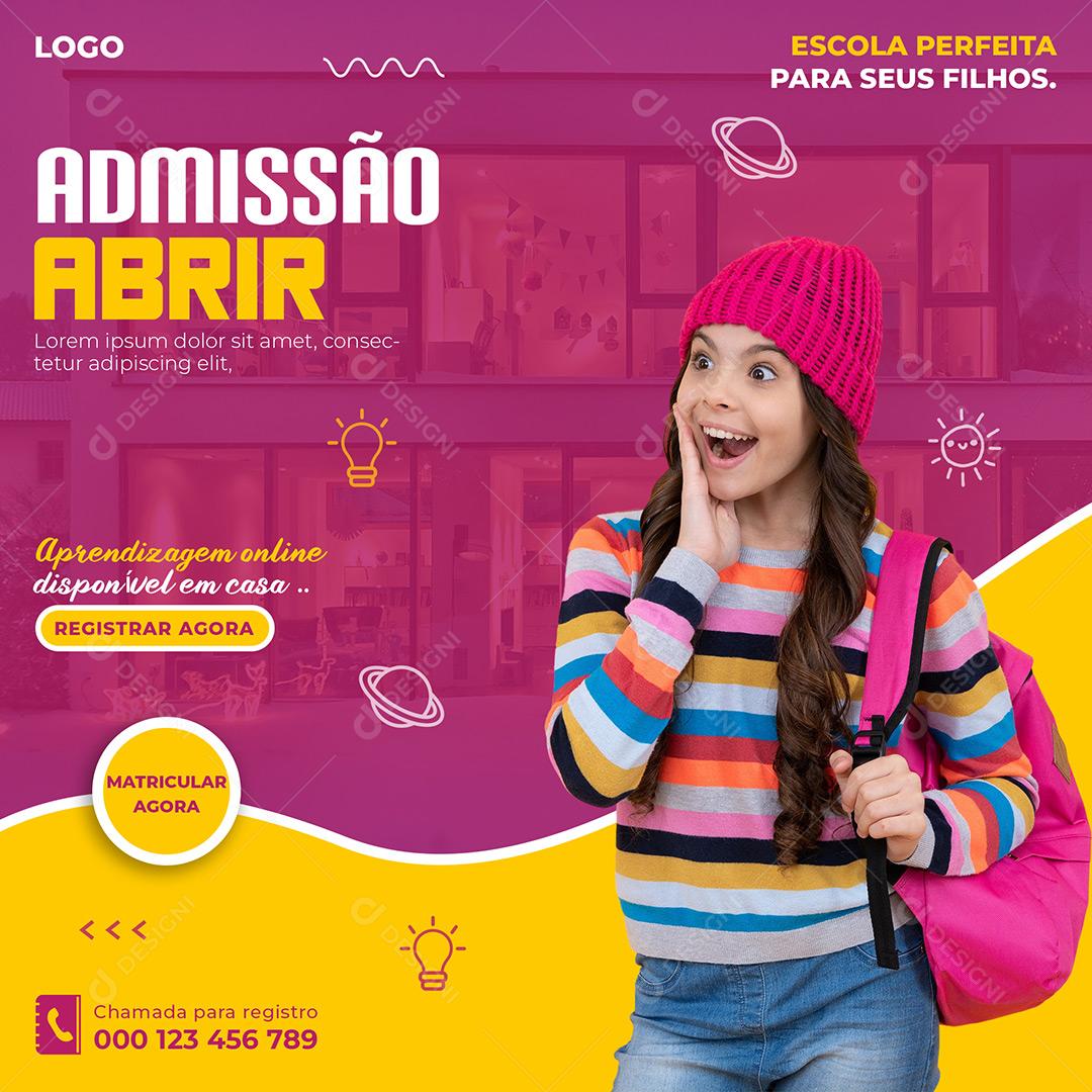 Admissão Volta Ás Aulas Social Media PSD Editável