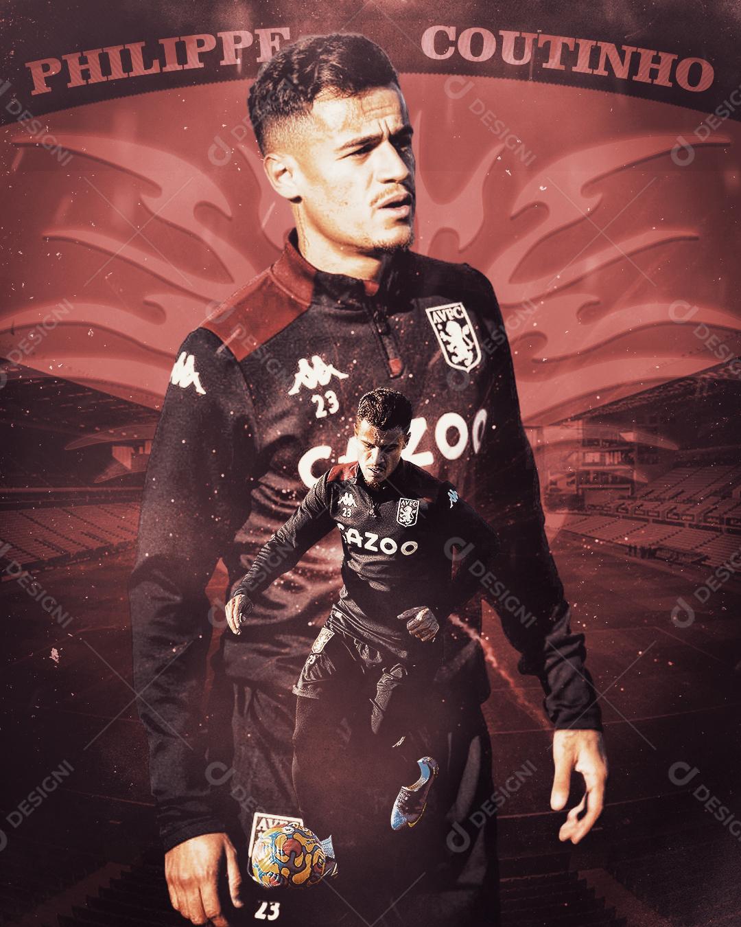 Flyer Jogador De Futebol Fhilippe Coutinho Social Media PSD Editável