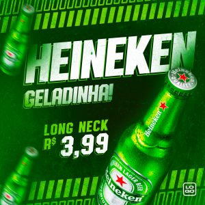 Heineken Geladinha Lang Neck Cerveja Social Media PSD Editável