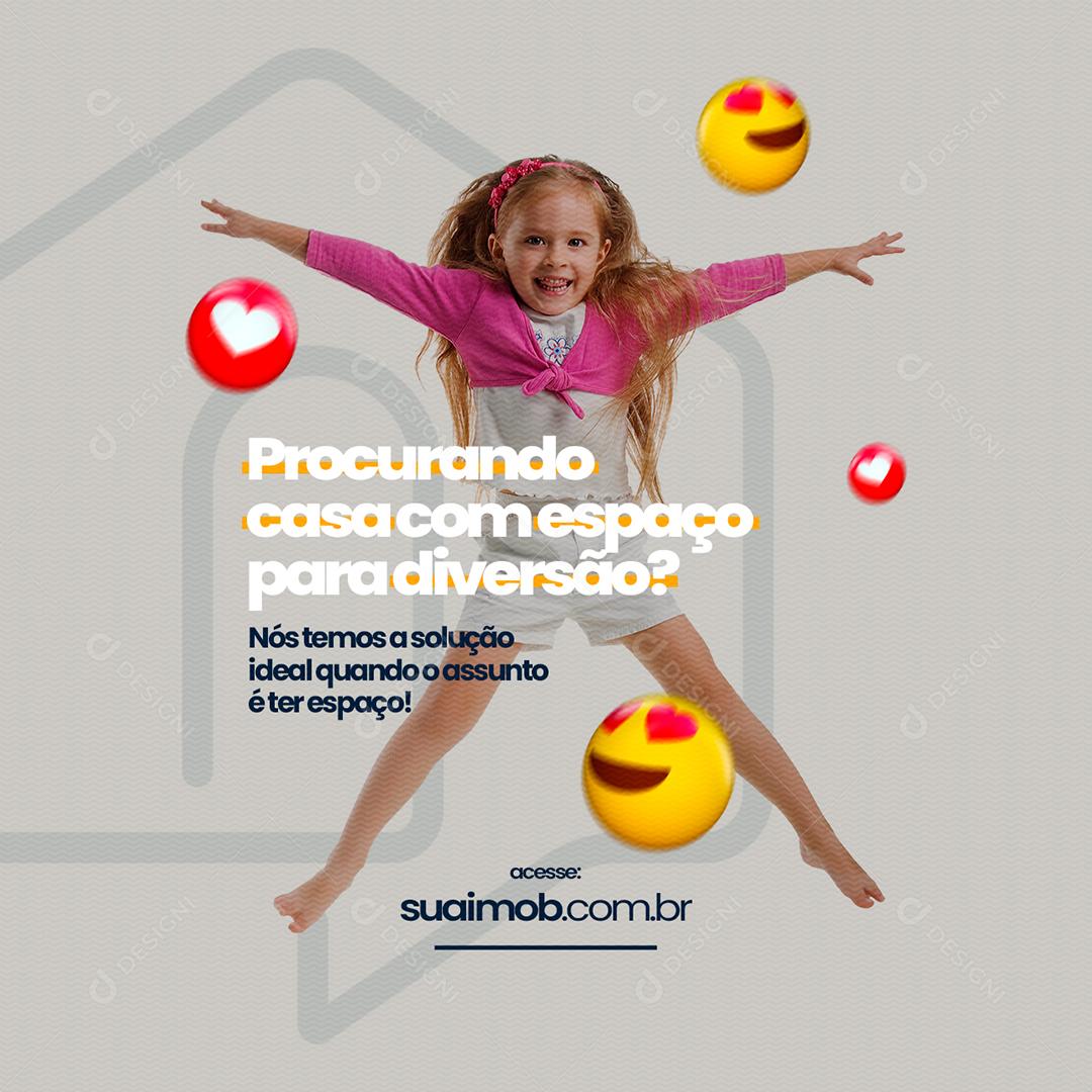 Social Media Procurando Casa Com Espaço Para Diversão Imobiliaria PSD Editável