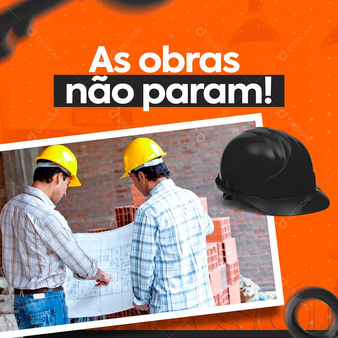 Social Media Imobiliária As Obras Não Param PSD Editável