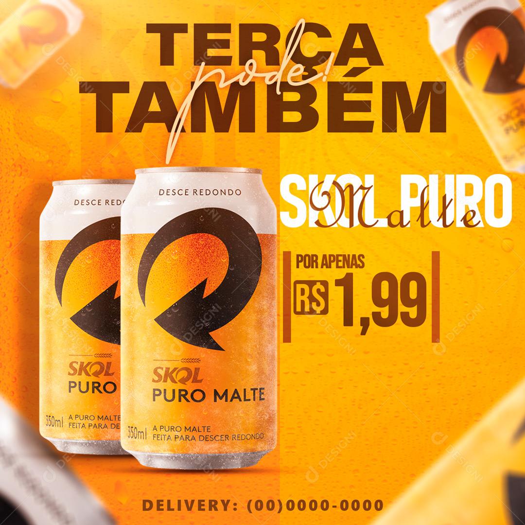 Social Media Distribuidora Terça Também Pode Cerveja Skol Lata PSD Editável