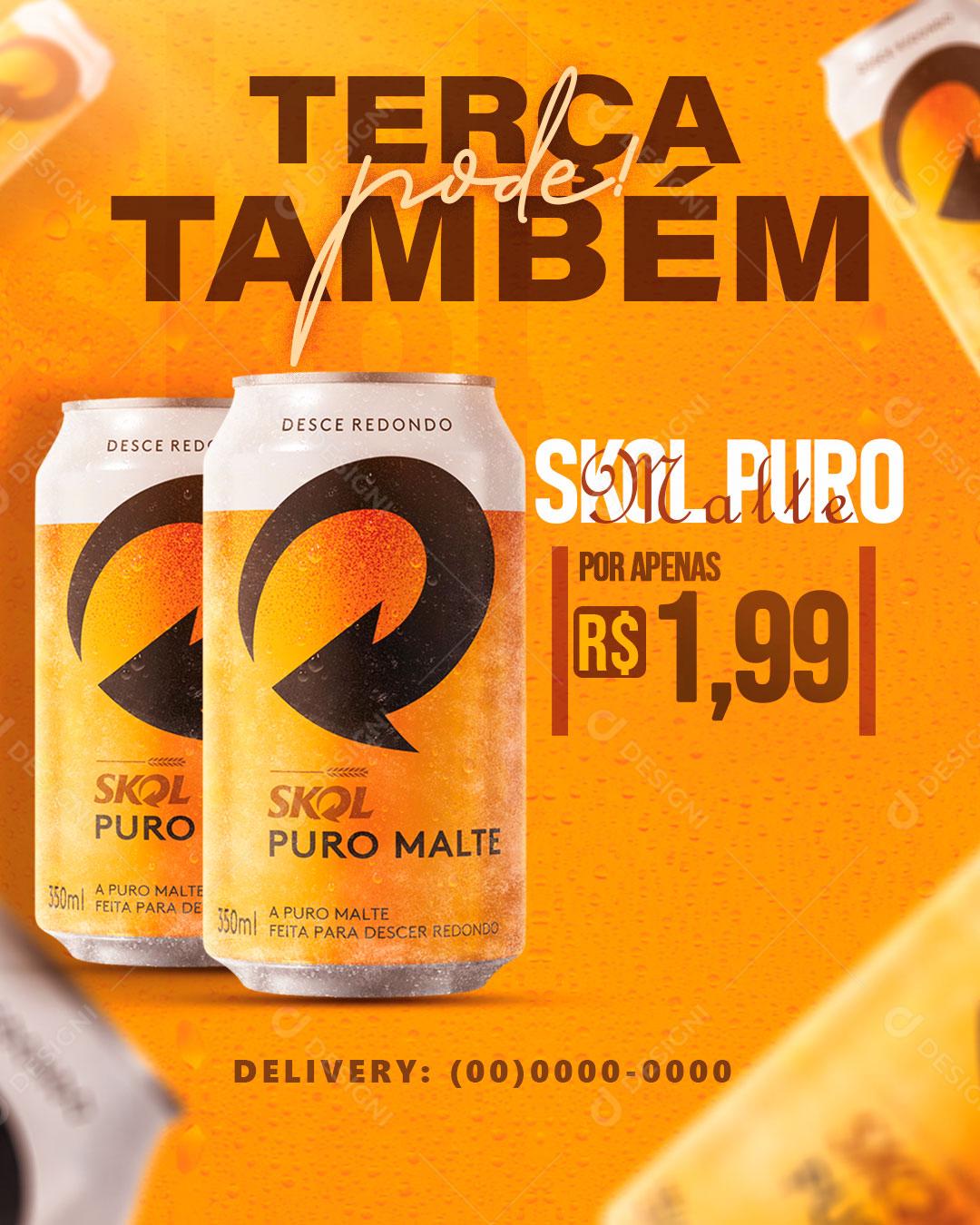 Social Media Story Distribuidora Terça Também Pode Cerveja Skol Lata PSD Editável