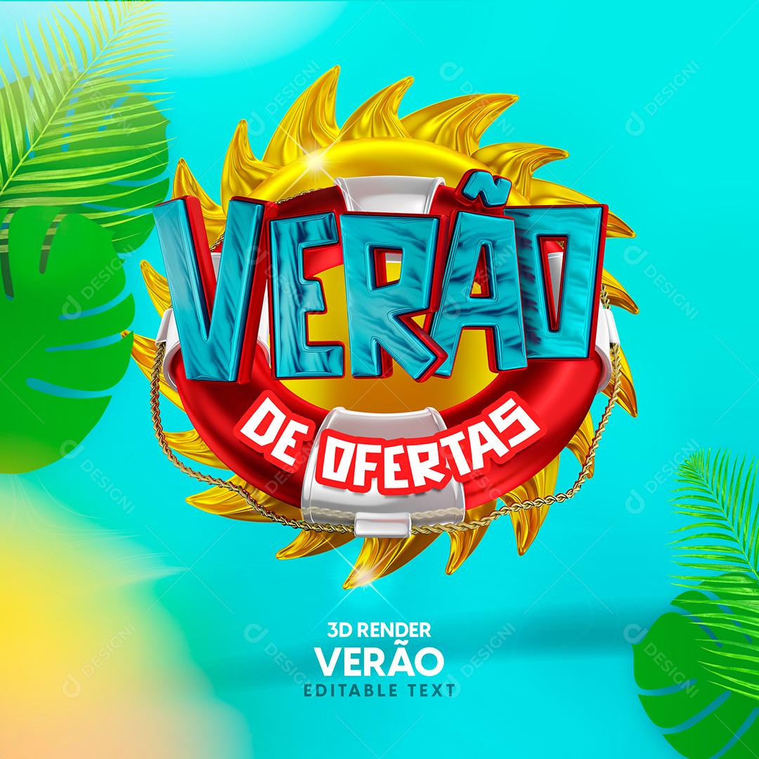 Verão De Ofertas Selo 3D Texto Editável PSD Premium
