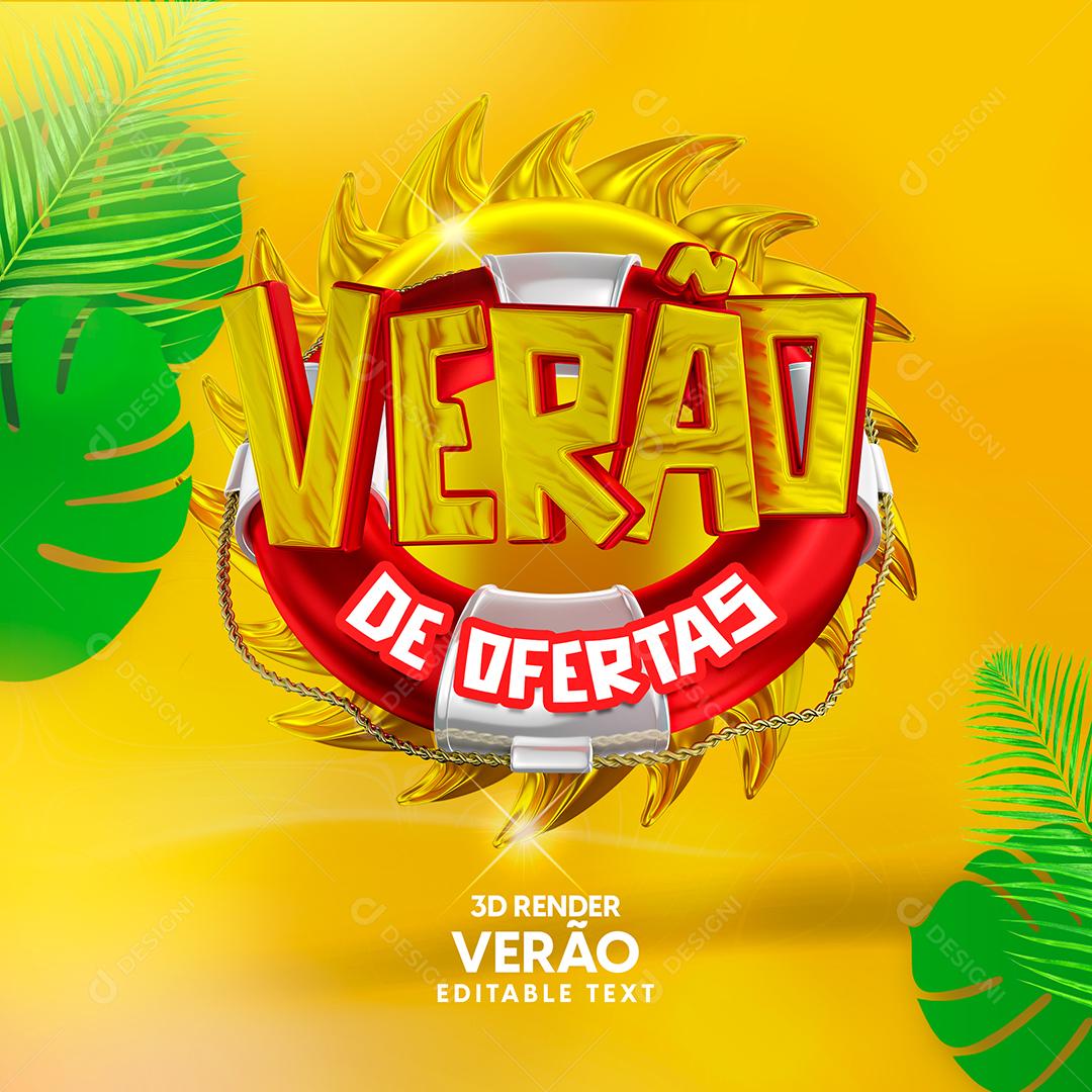 Verão De Ofertas Selo 3D Texto Editável PSD Premium