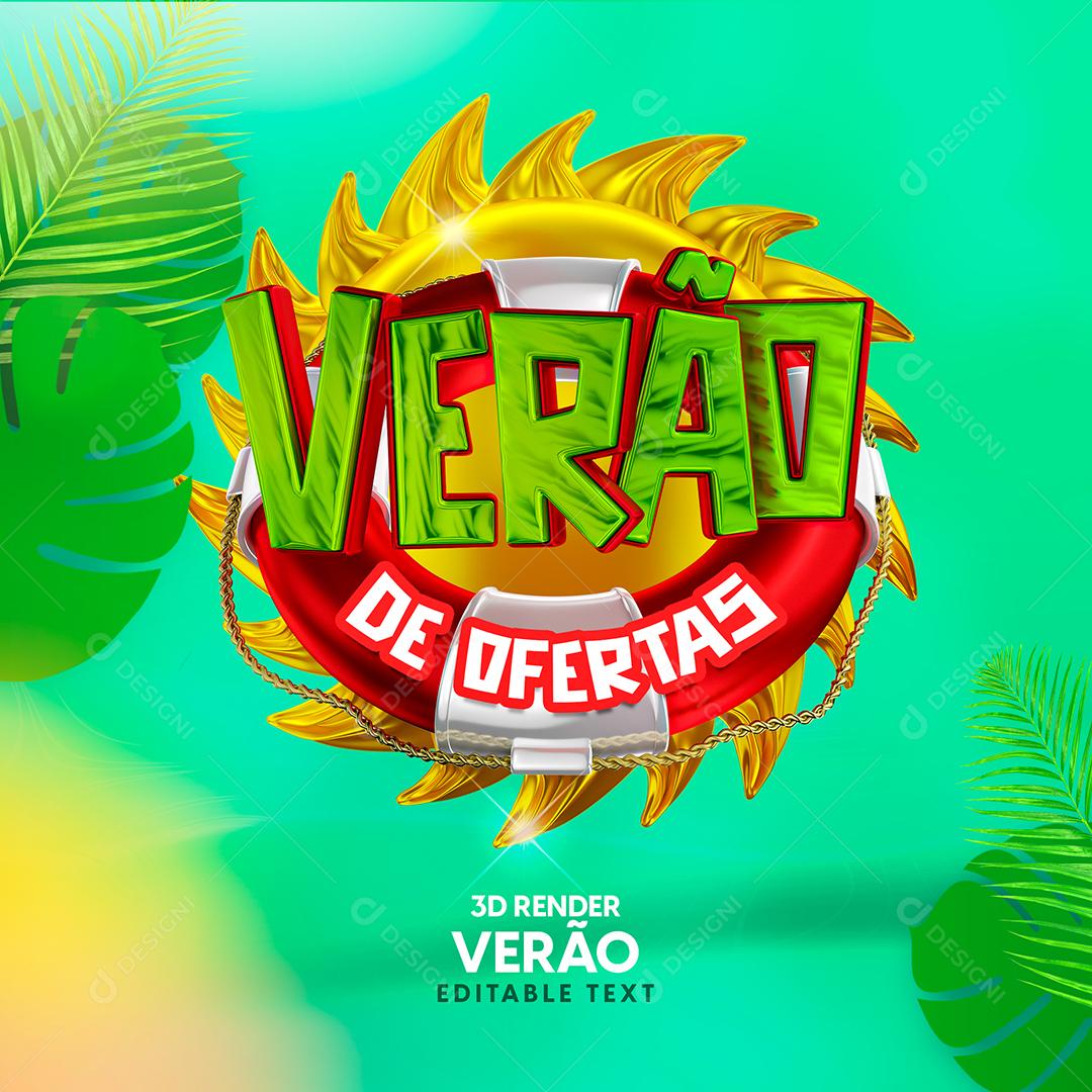 Verão De Ofertas Selo 3D Texto Editável PSD Premium