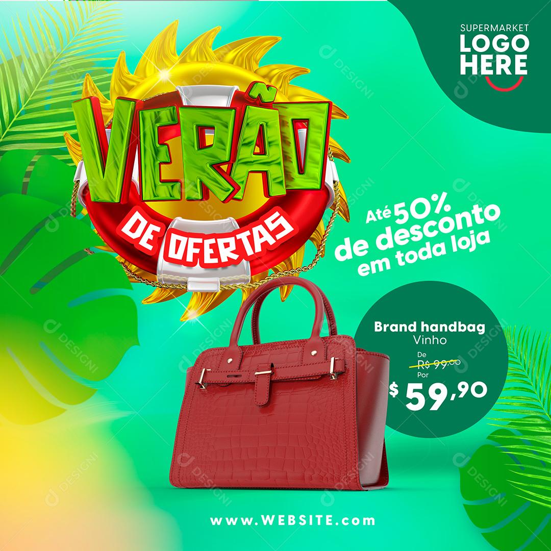 Social Media Verão De Ofertas Até 50% De Desconto Em Toda Loja PSD Editável