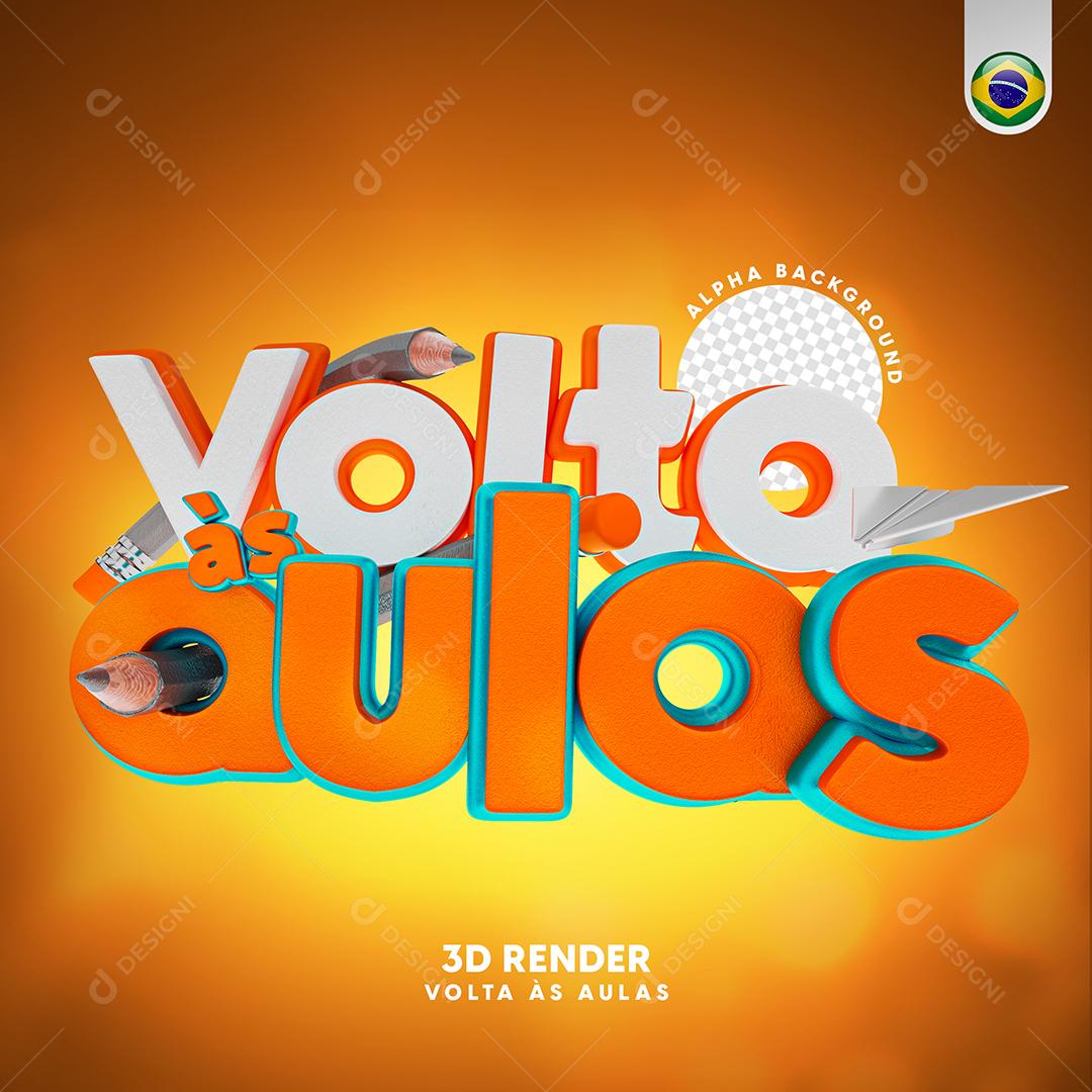 Volta Ás Aulas Selo 3D Para Composição PSD