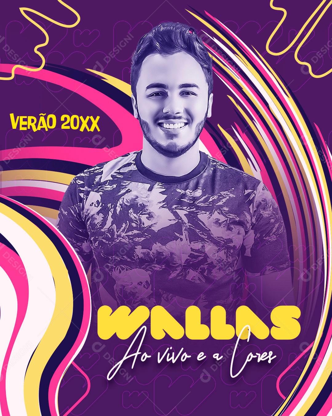 Flyer Verão Show Cantor Wallas Ao Vivo Social Media PSD Editável