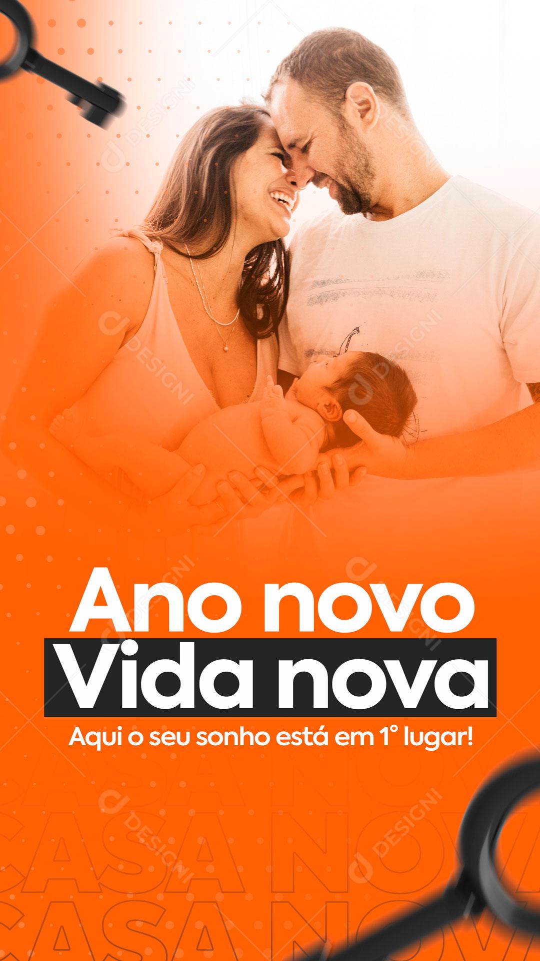 Ano Novo Vida Nova Aqui Seu Sonho Em 1 lugar Social Media PSD Editável