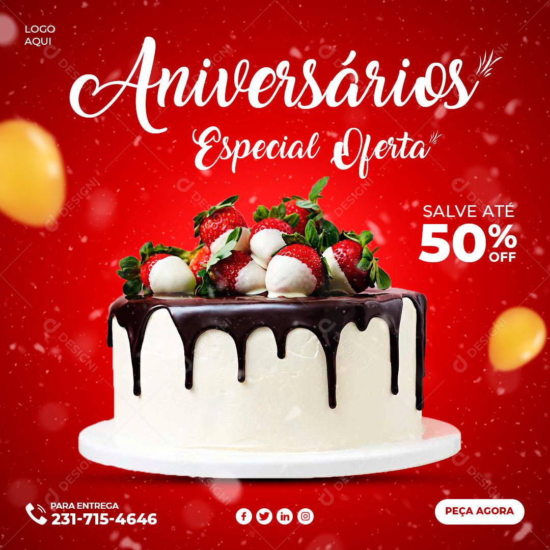 Social Media Confeitaria Aniversario Especial Ofertas PSD Editável