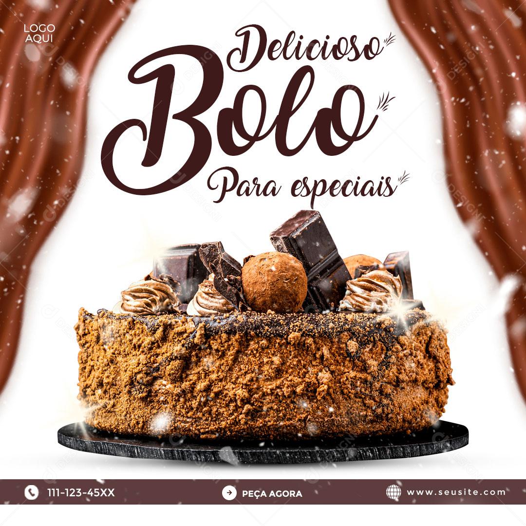 Social Media Confeitaria Delicioso Bolo Especiais PSD Editável