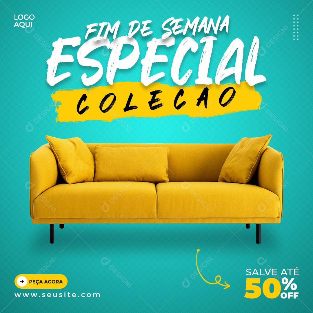 Social Media Fim de Semana Especial Coleção Sofá PSD Editável