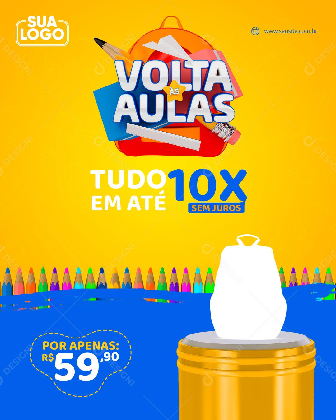 Tudo Em Até 10% Volta As Aulas Social Media PSD Editável