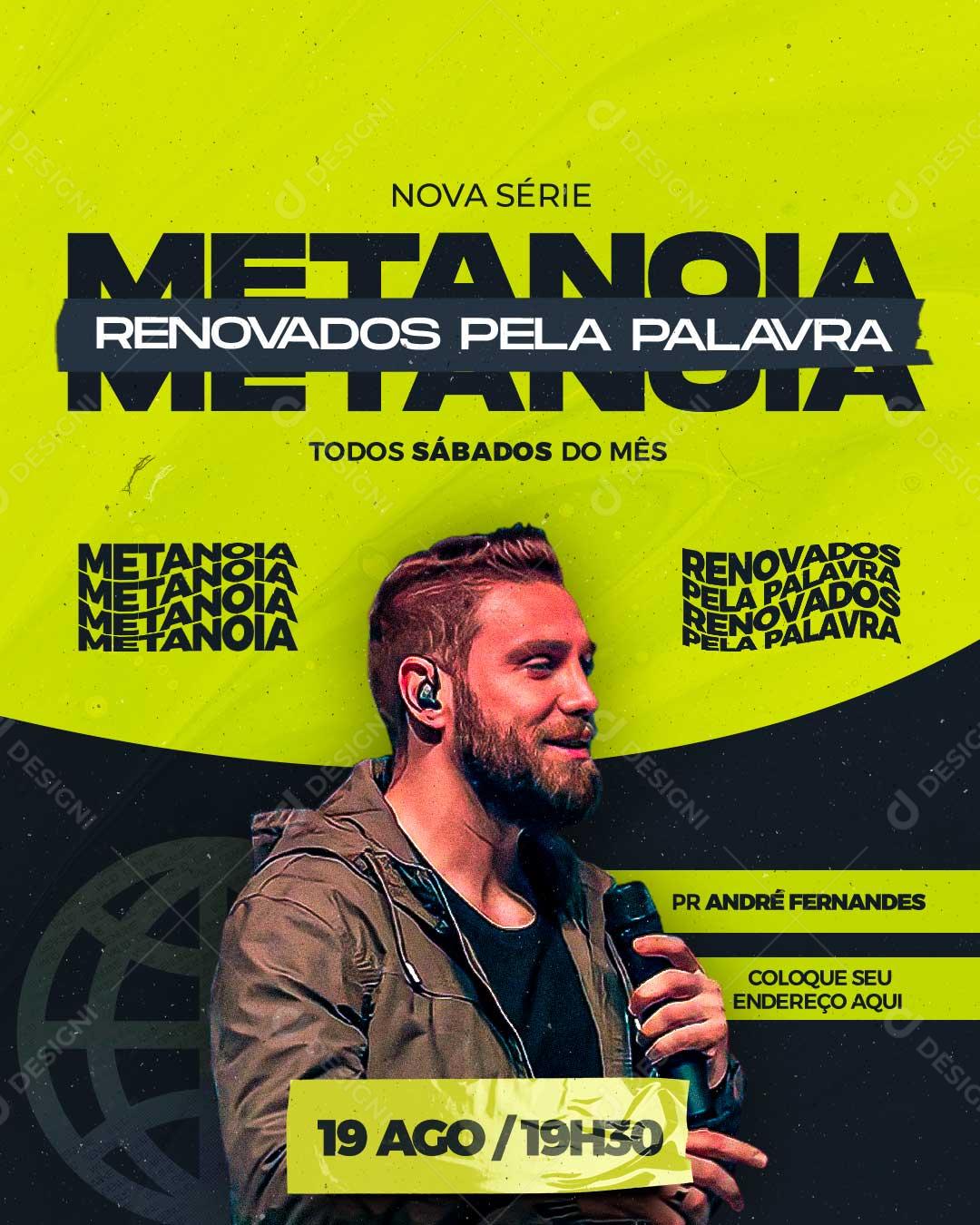 Social Media Metanoia Renovados Pela Palavra André Fernandes PSD Editável