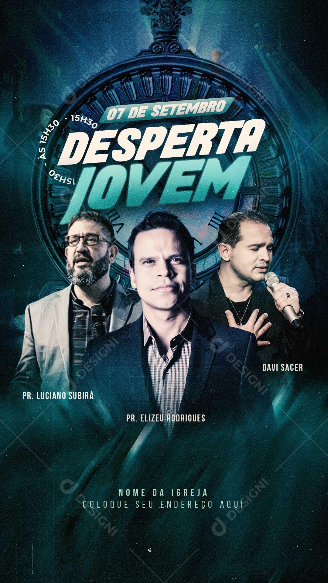 Social Media Desperta Jovem Pregação Igreja PSD Editável