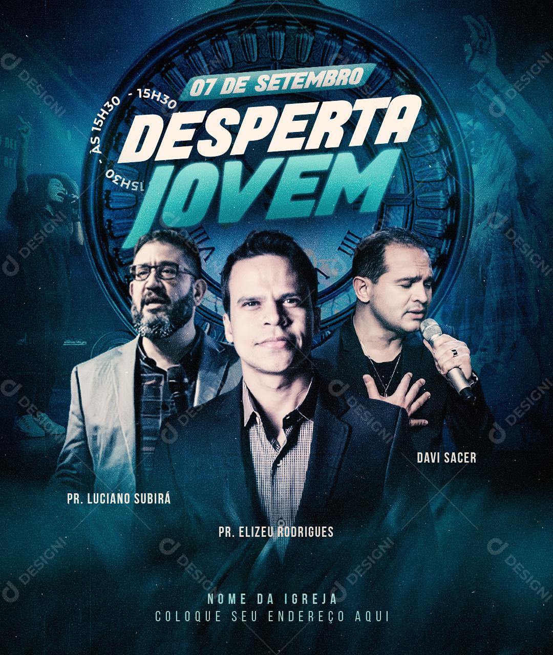 Igreja Desperta Jovem Pregação Social Media PSD Editável