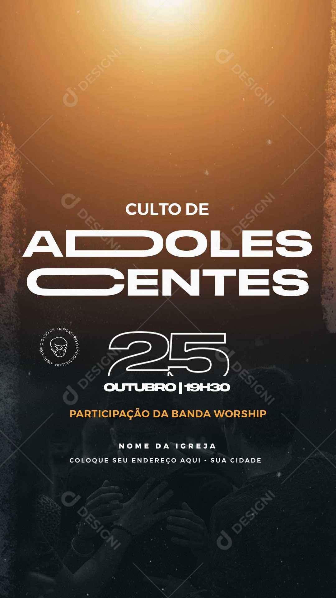 Social Media Culto De Adolescentes Igreja PSD Editável