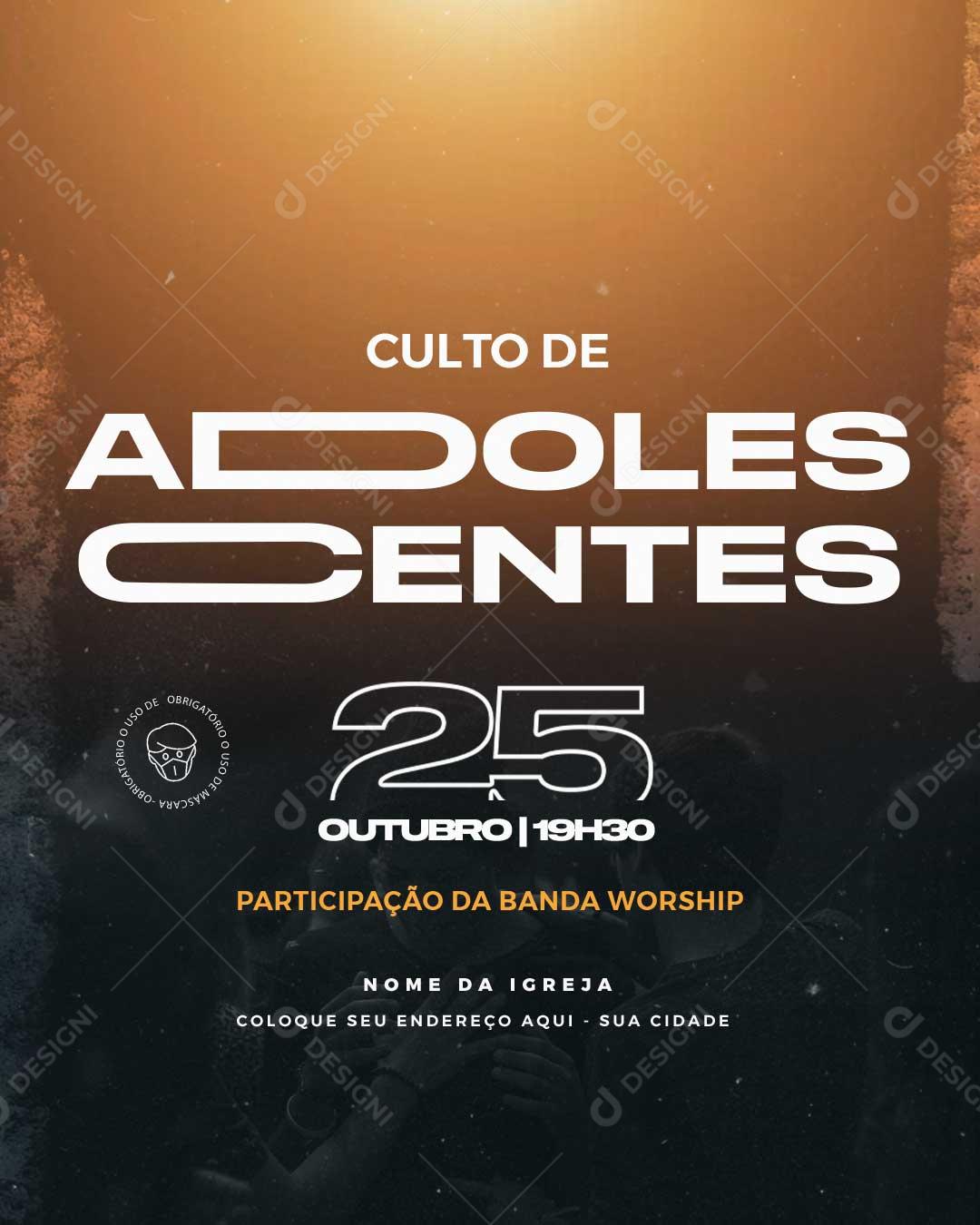 Igreja Culto De Adolescentes Social Media PSD Editável