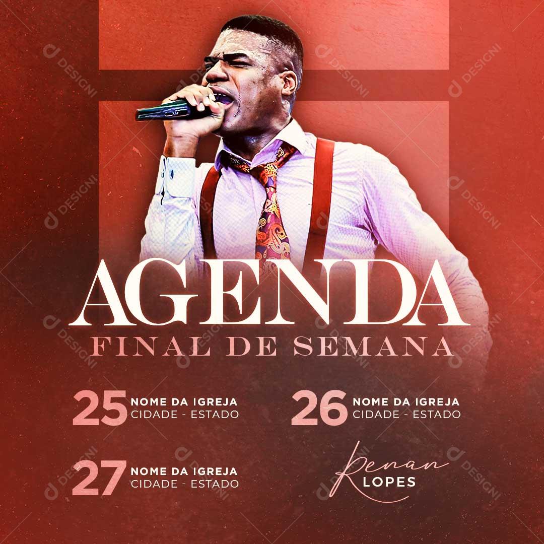 Igreja Agenda Final De Semana Culto Social Media PSD Editável
