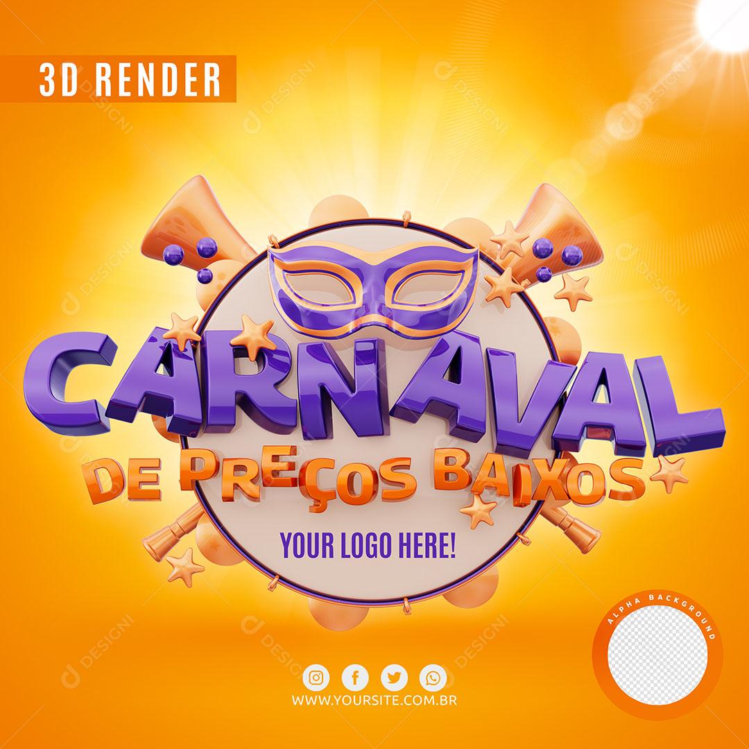 Carnaval De Preços Baixos Selo 3D Para Composição Logo Editável PSD Premium
