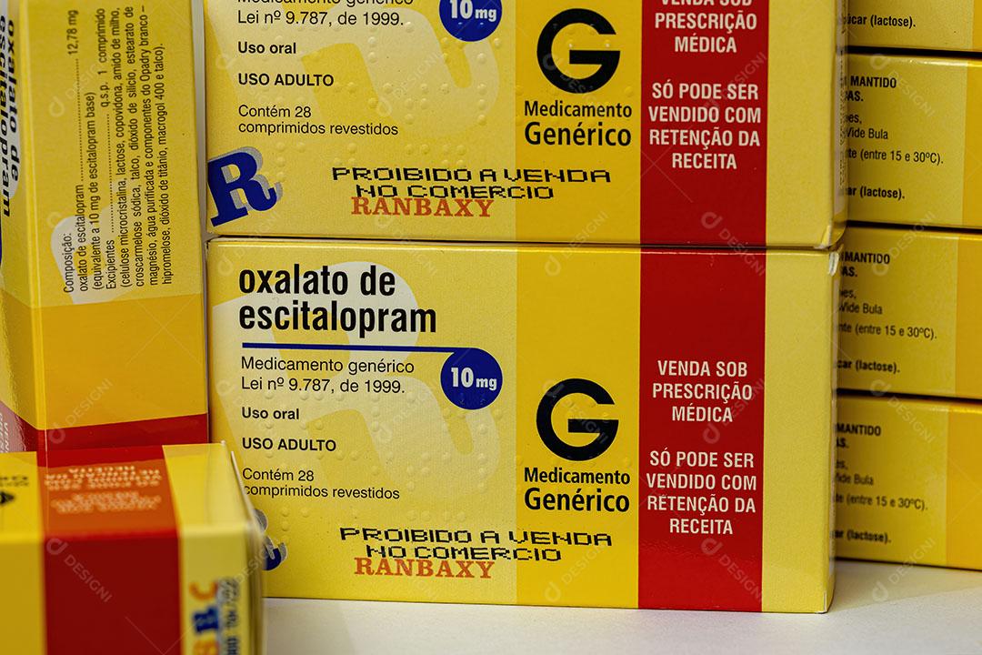 Caixas de Oxalato de Escitalopram na Medicina Psiquiátrica Imagem JPG