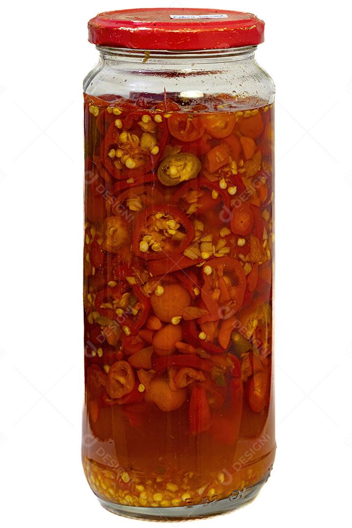 Conservas de Pimenta com Limão em um Recipiente de Vidro Imagem JPG