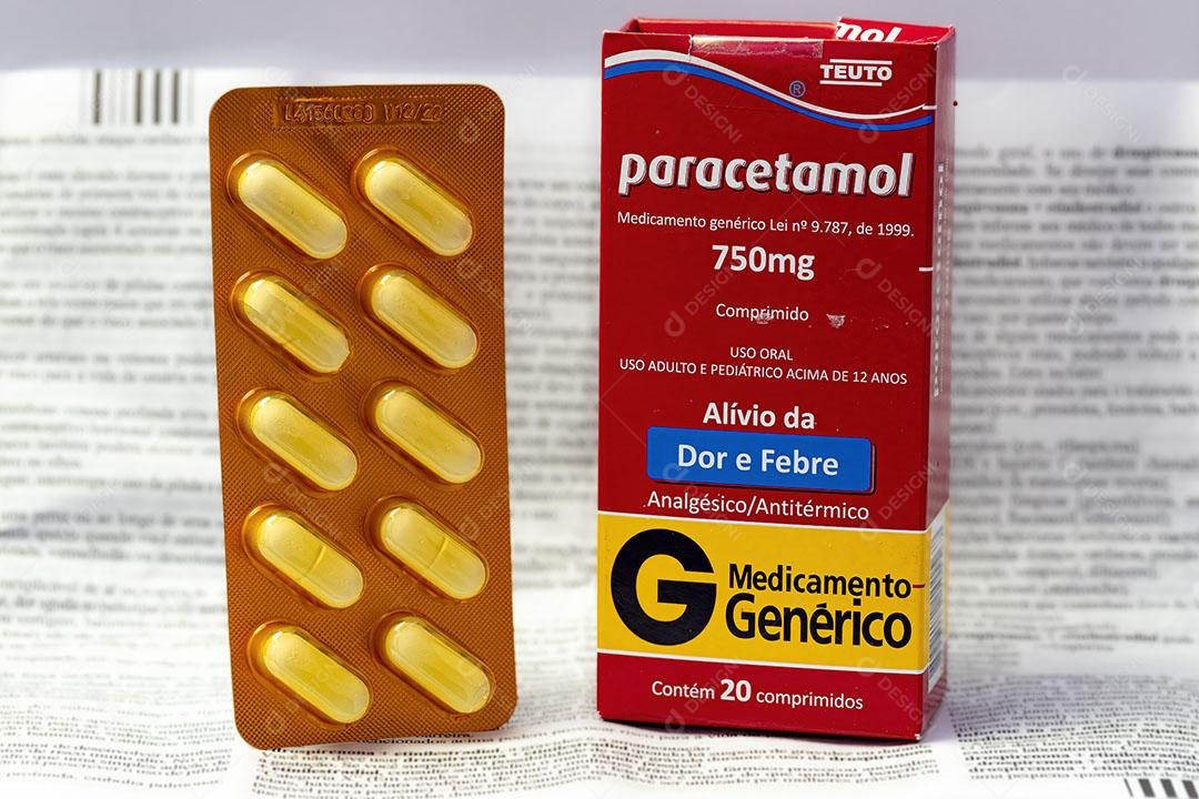 Paracetamol acetaminofeno, Medicamento Usado Para Tratar Febre Imagem JPG