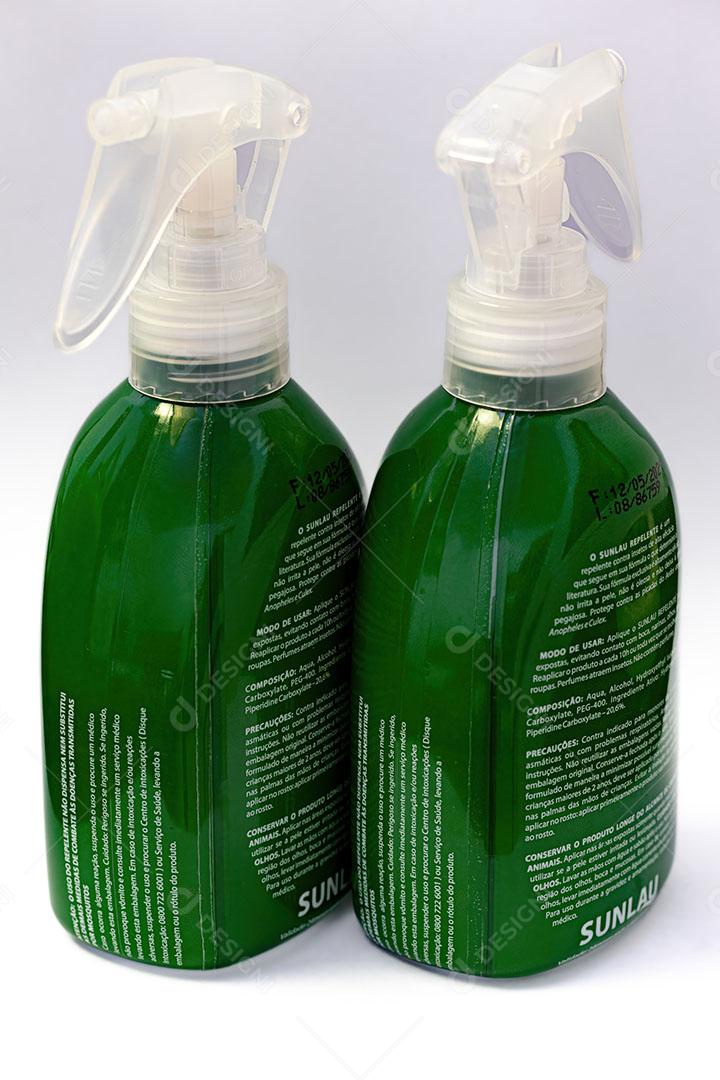 Recipiente de Spray Verde com Repelente de Insetos à Base de Icaridin Imagem JPG