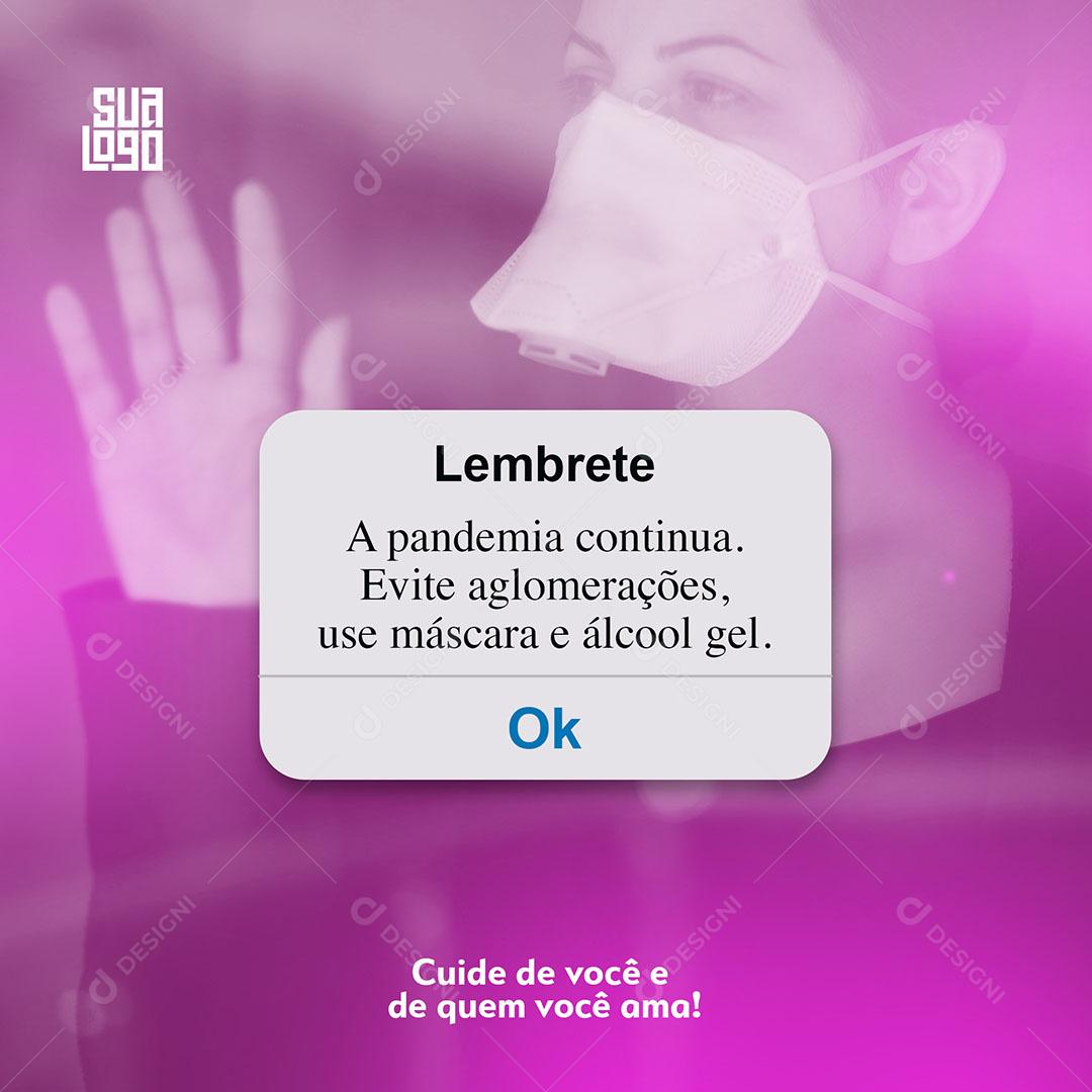 Post Social Media Covid Lembrete Covid 19 PSD Editável