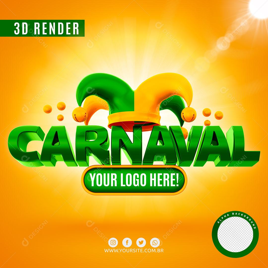 Selo 3D Carnaval Para Composição Logo Editável PSD