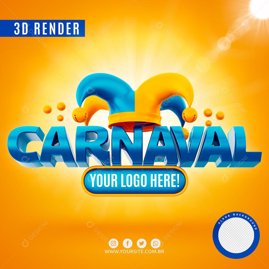 Carnaval Selo 3D Para Composição Logo Editável PSD