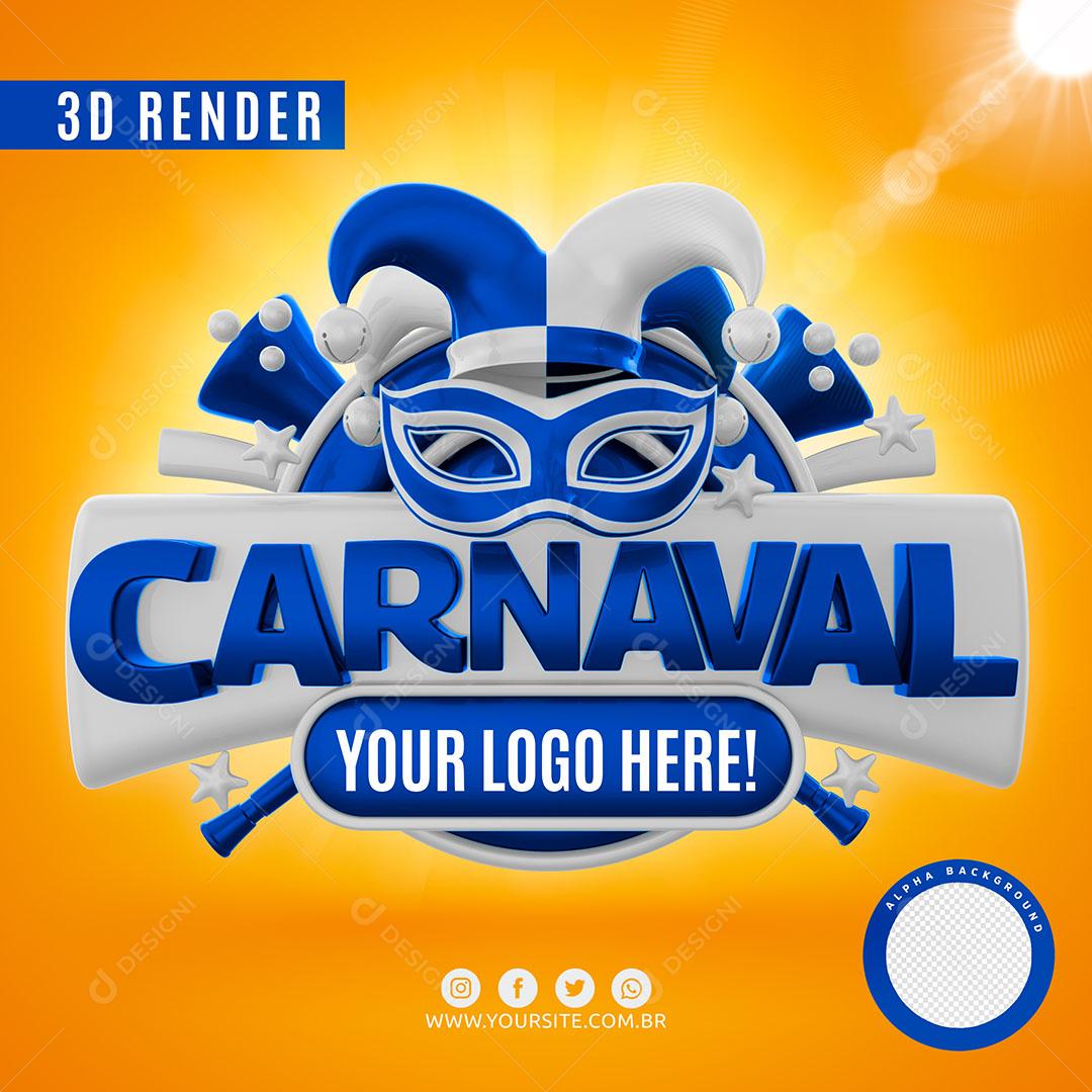 Selo 3D Carnaval Para Composição Logo Editável PSD