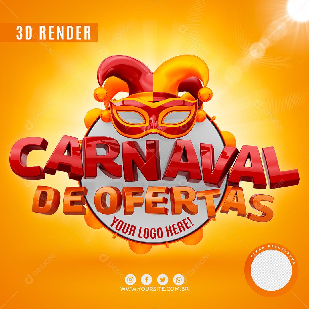 Carnaval De Ofertas Selo 3D Para Composição Logo Editável PSD
