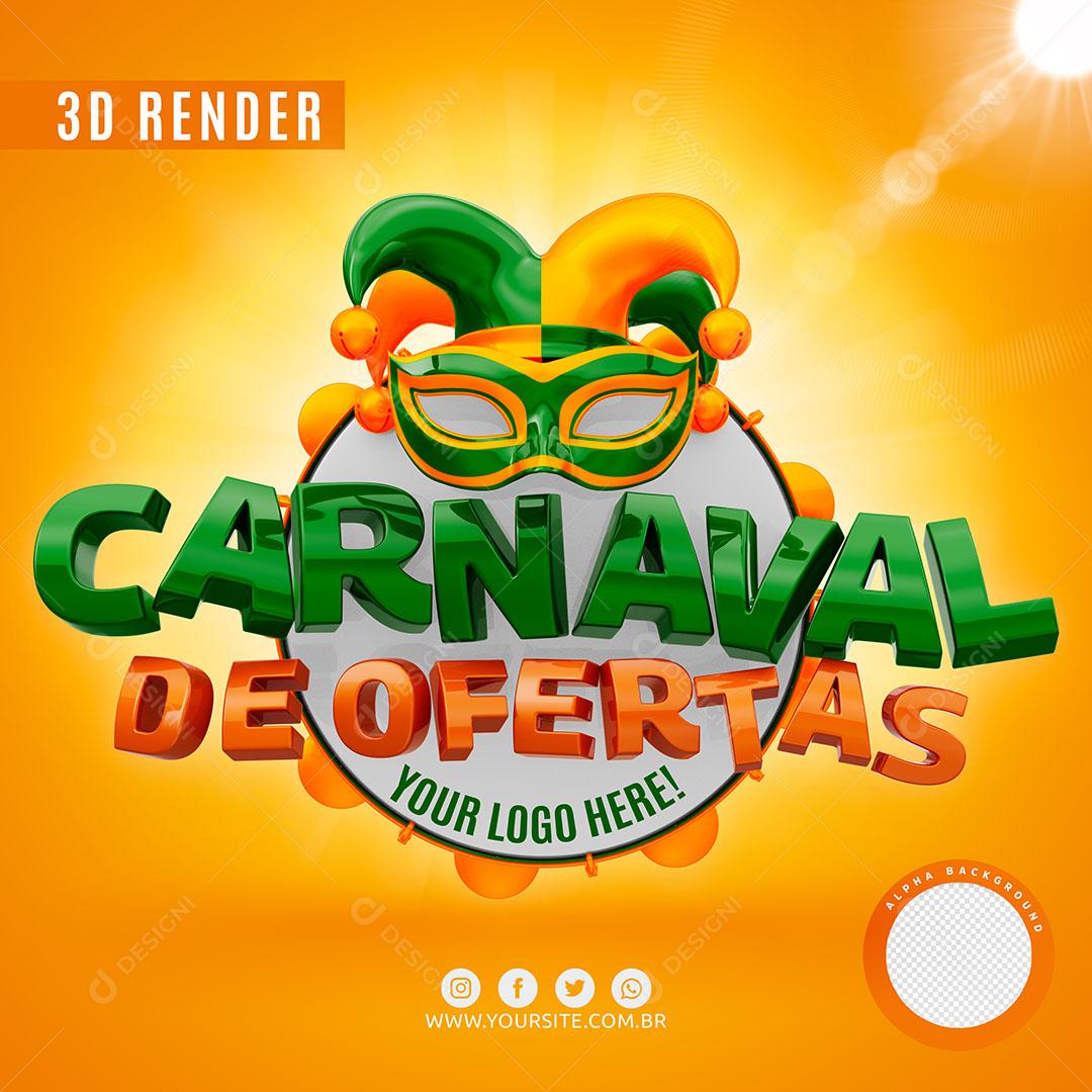 Selo 3D Carnaval De Ofertas Para Composição Logo Editável PSD