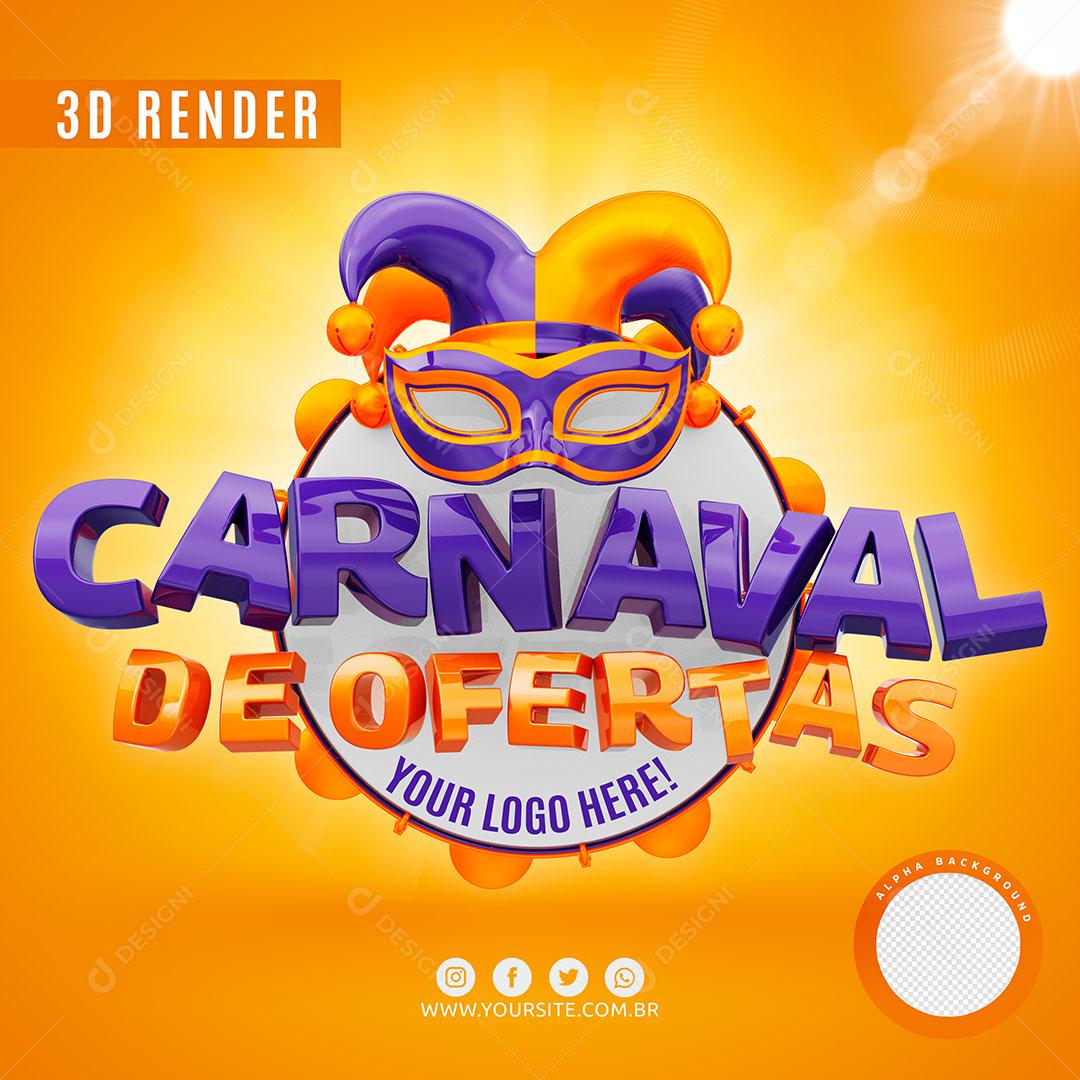 Selo 3D Carnaval De Ofertas Para Composição Logo Editável PSD