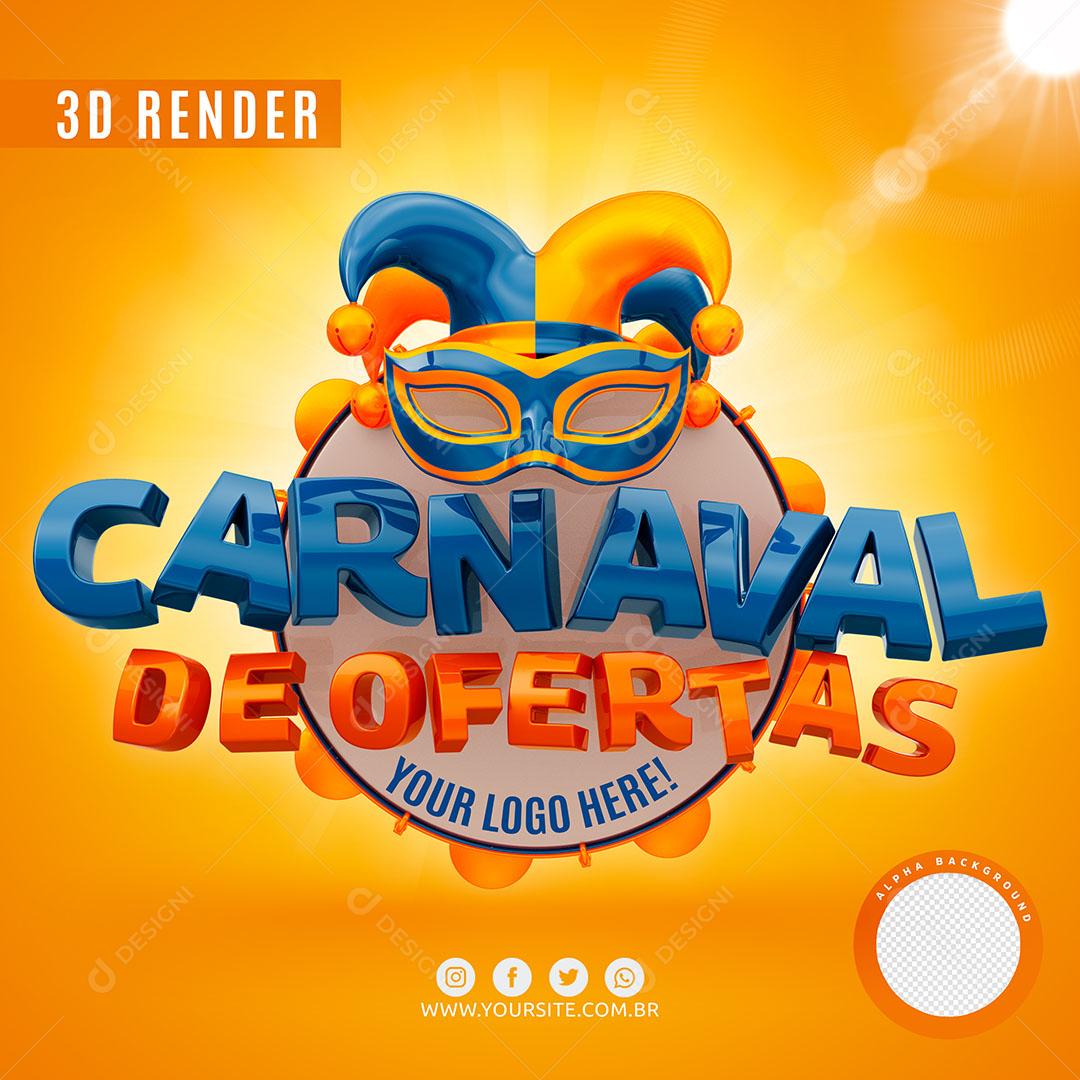 Selo 3D Carnaval De Ofertas Para Composição Logo Editável PSD