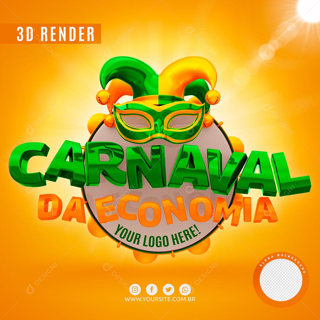 Selo 3D Carnaval Da Economia Para Composição Logo Editável PSD