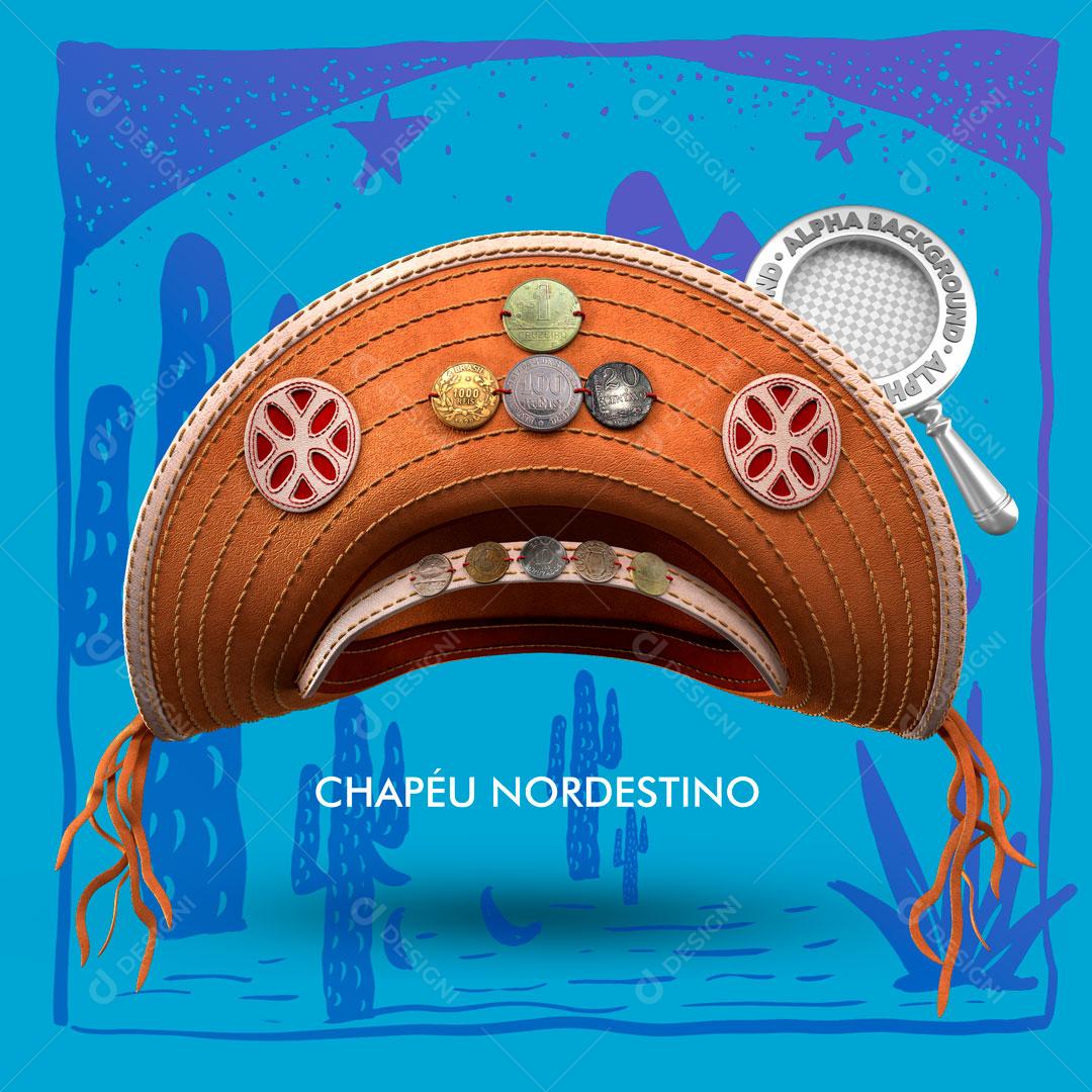 Elemento 3D Para Composição Chapéu Nordestino PSD Editável