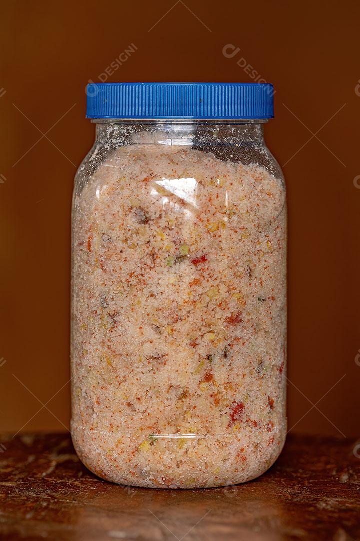 Tempero Alimentar Completo em Recipiente de Vidro Foto Imagem