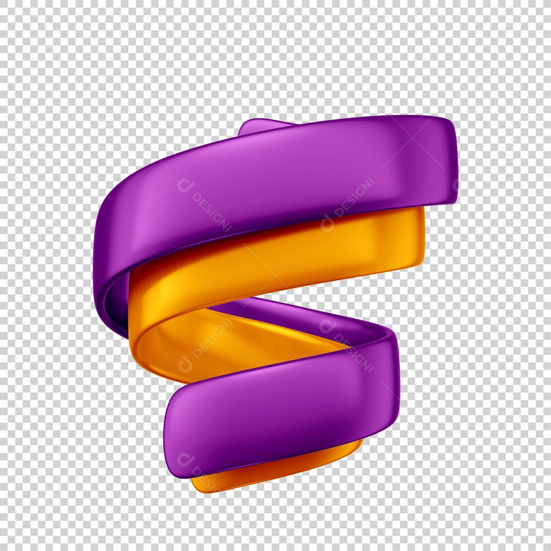 Elemento 3D Para Composição Confetes Roxo e Amarelo PSD Editável