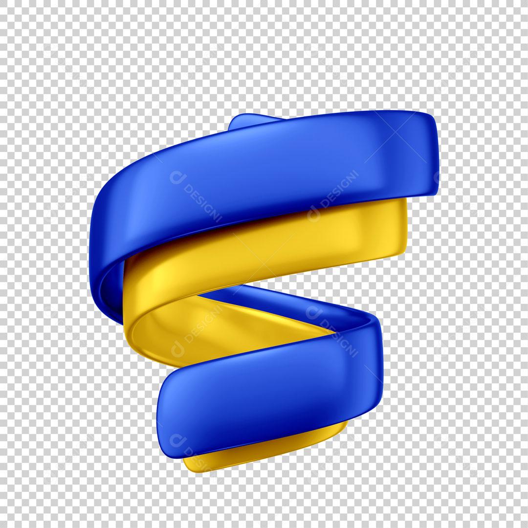 Elemento 3D Para Composição Confetes Azul e Amarelo PSD Editável