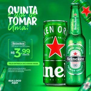 Social Media Quinta é Dia de Tomar Uma Cerveja Heineken PSD Editável